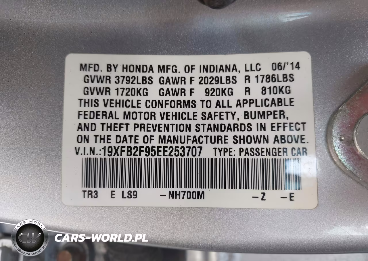 2014 Honda Civic Ex-L VIN:19XFB2F95EE253707 - 9