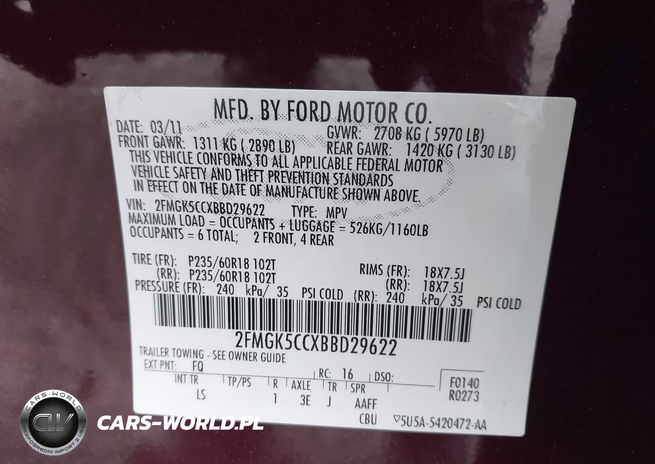 2011 Ford Flex Sel VIN:2FMGK5CCXBBD29622 - 9