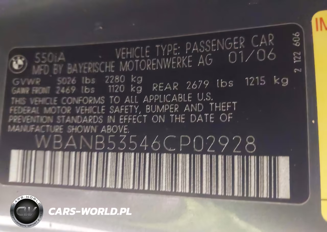 2006 BMW 550I VIN:WBANB53546CP02928 - 9