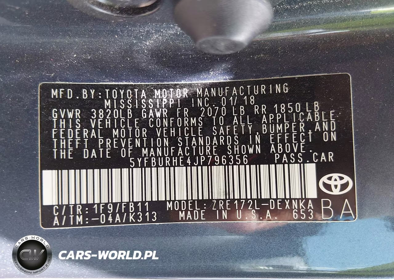 2018 Toyota Corolla Le VIN:5YFBURHE4JP796356 - 9