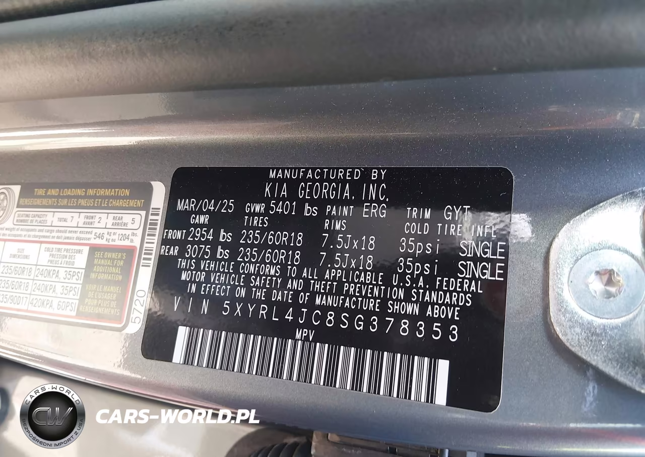 2025 Kia Sorento S VIN:5XYRL4JC8SG378353 - 9