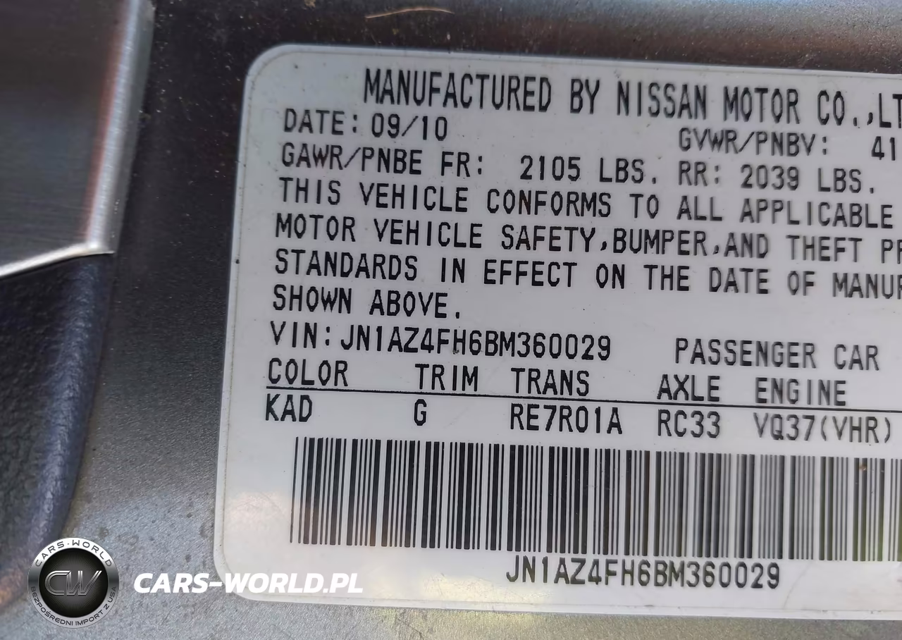 2011 Nissan 370Z Touring VIN:JN1AZ4FH6BM360029 - 9