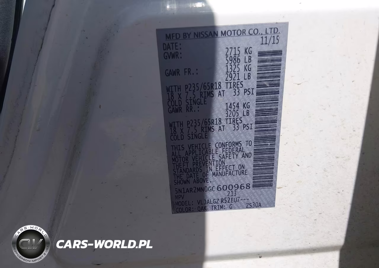 2016 Nissan Pathfinder Sl VIN:5N1AR2MN0GC600968 - 9