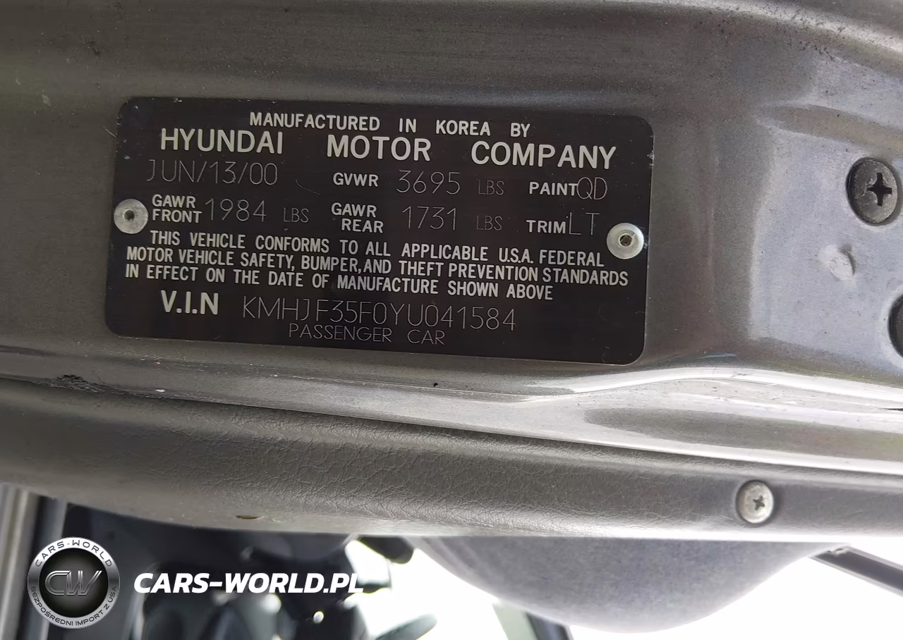 2000 Hyundai Elantra Gls VIN:KMHJF35F0YU041584 - 9