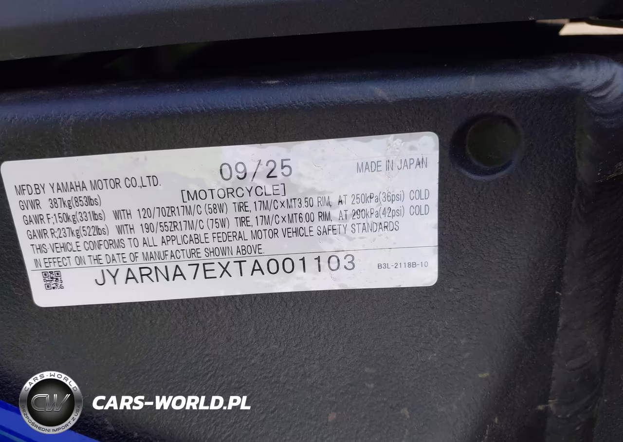 2026 Yamaha Yzf1000 VIN:JYARNA7EXTA001103 - 10