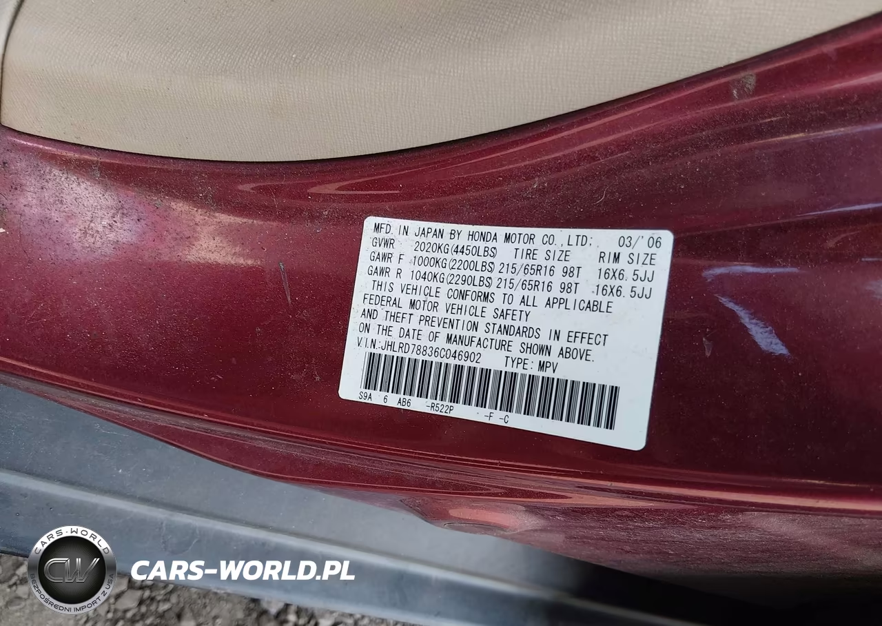 2006 Honda Cr-V Ex VIN:JHLRD78836C046902 - 9