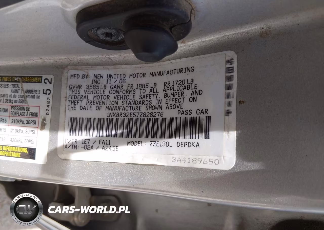 2007 Toyota Corolla Ce VIN:1NXBR32E57Z828276 - 9
