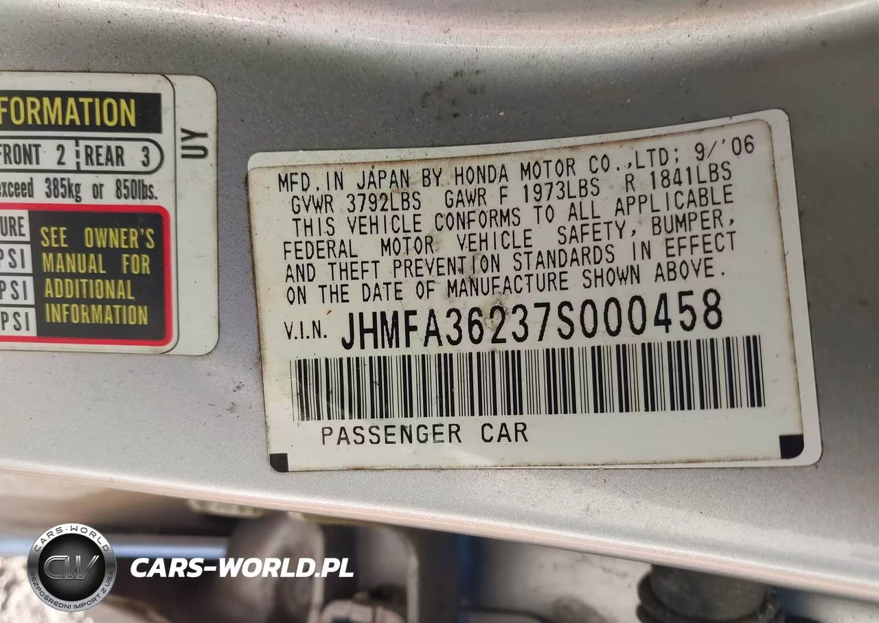 2007 Honda Civic Hybrid VIN:JHMFA36237S000458 - 9