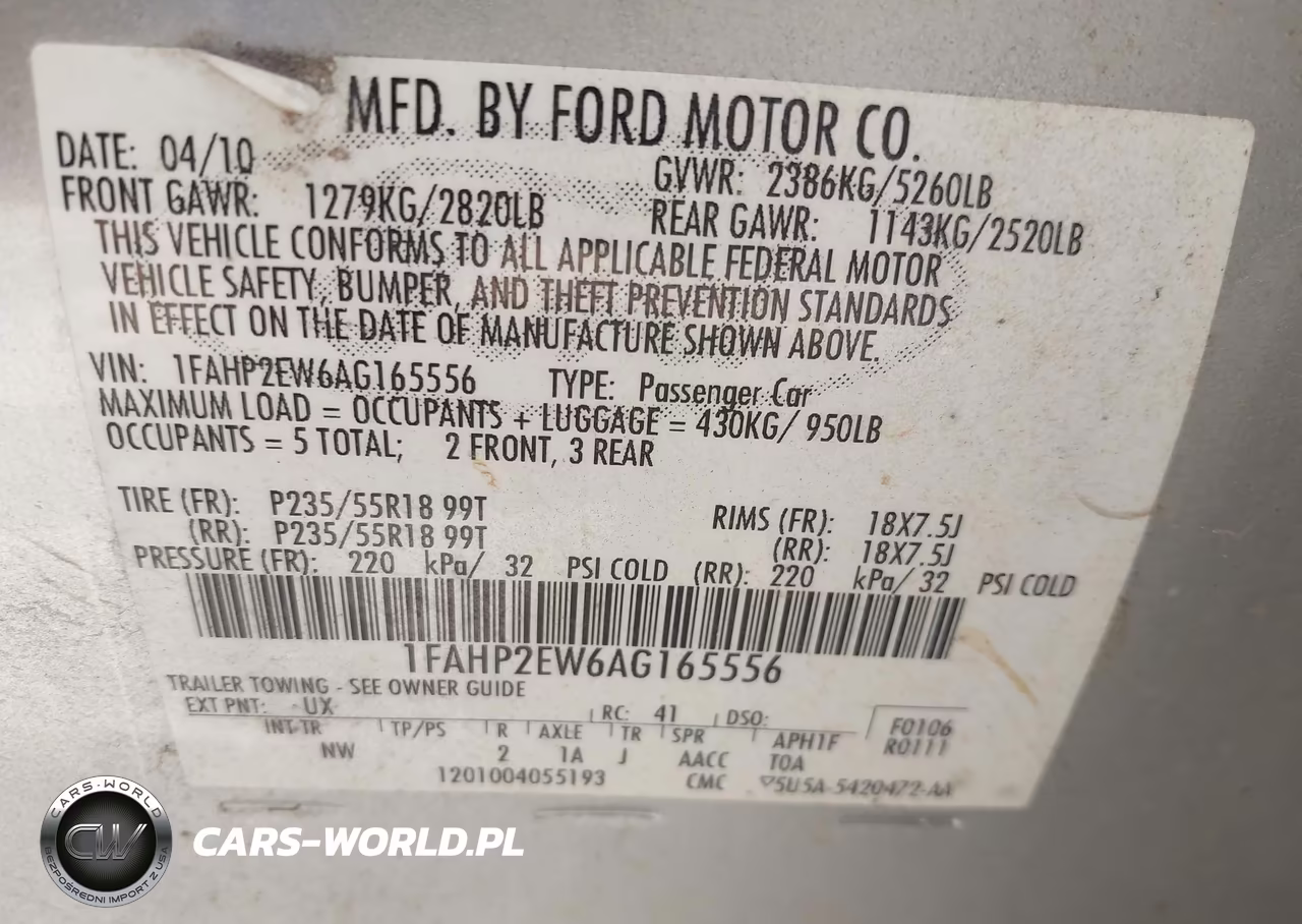 2010 Ford Taurus Sel VIN:1FAHP2EW6AG165556 - 9