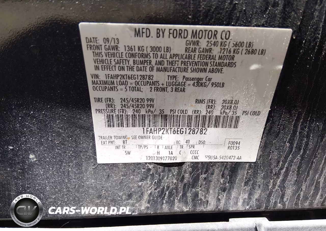 2014 Ford Taurus Sho VIN:1FAHP2KT6EG128782 - 9