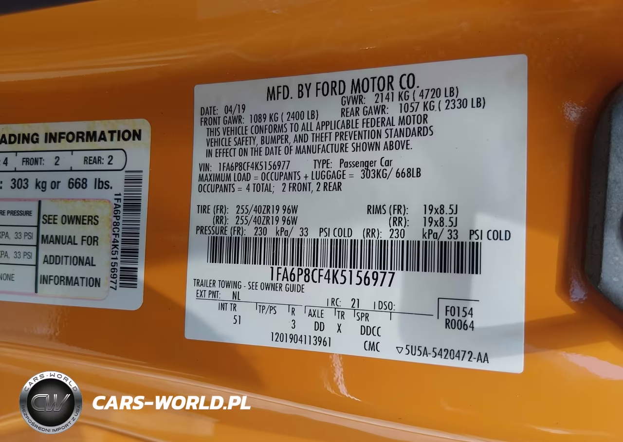 2019 Ford Mustang Gt Premium VIN:1FA6P8CF4K5156977 - 9