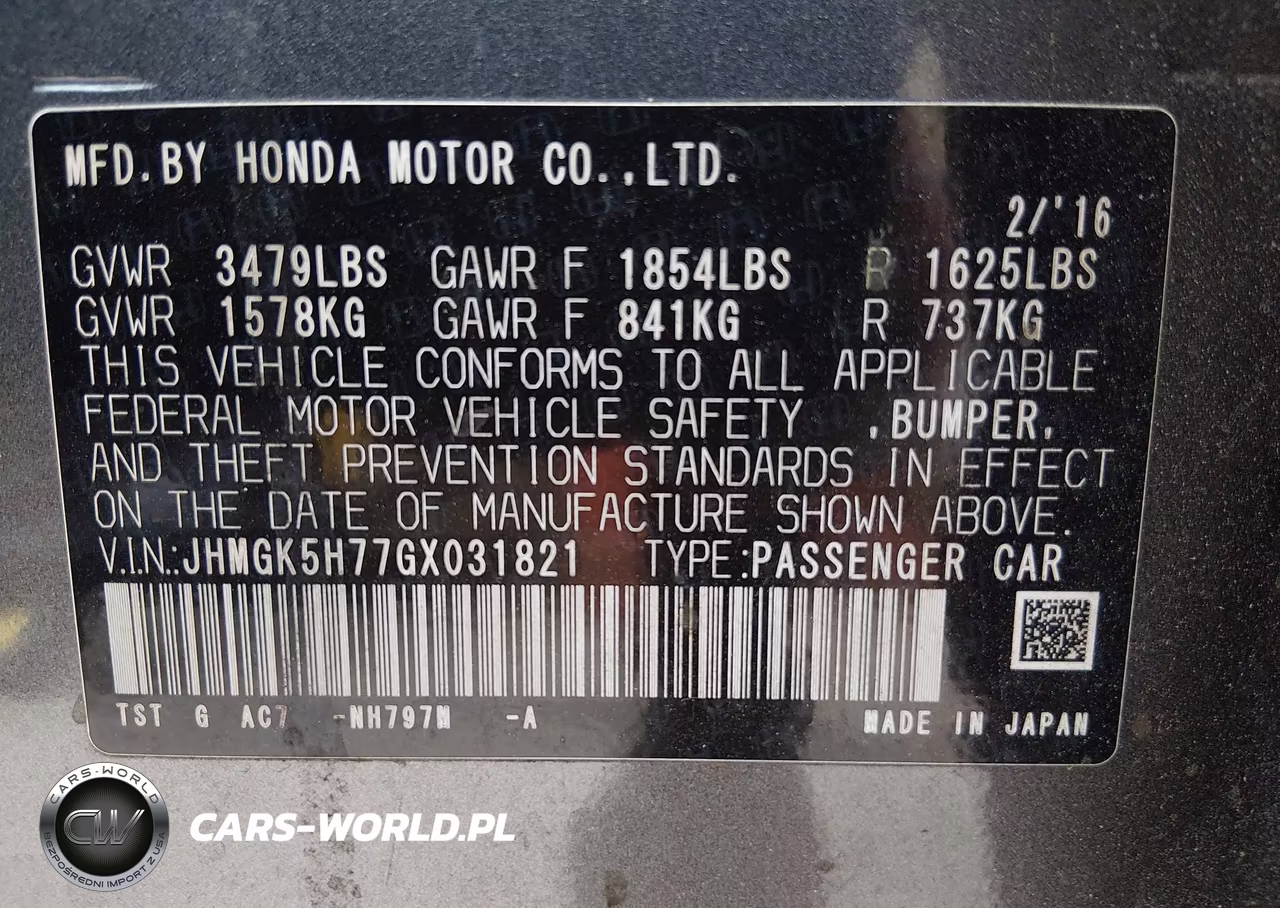 2016 Honda Fit Ex VIN:JHMGK5H77GX031821 - 9