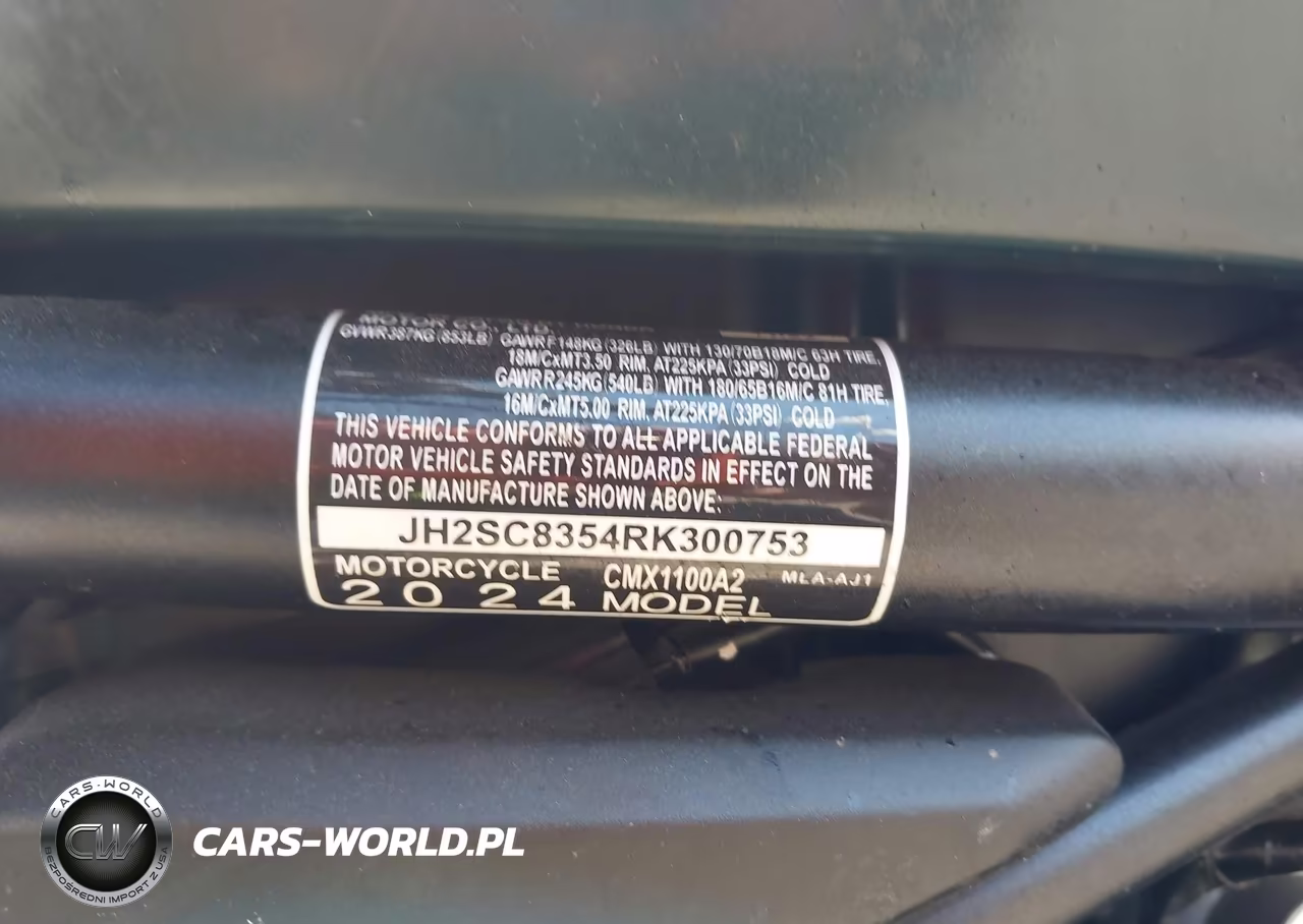 2024 Honda Cmx1100 T VIN:JH2SC8354RK300753 - 10
