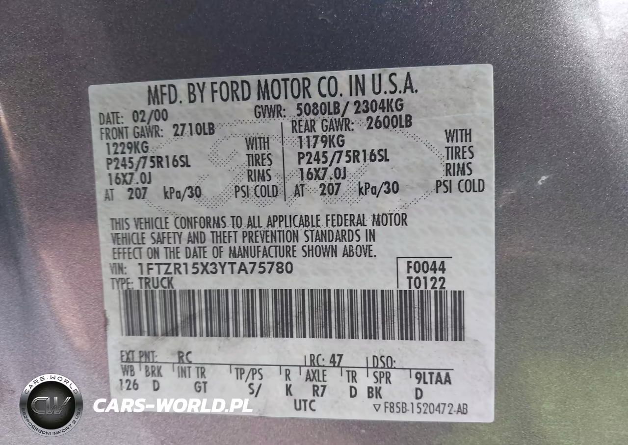 2000 Ford Ranger Xlt VIN:1FTZR15X3YTA75780 - 9