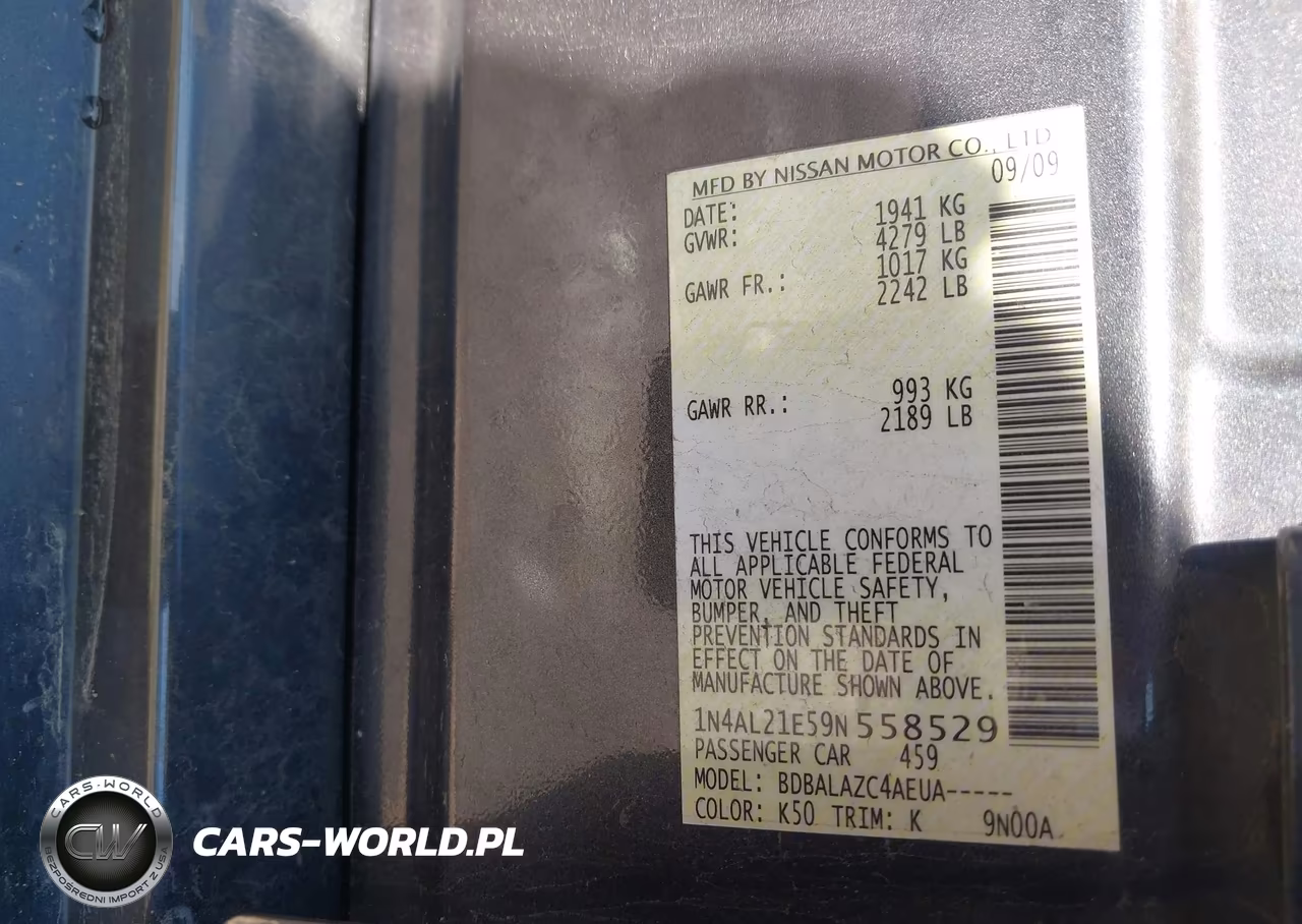 2009 Nissan Altima 2.5 VIN:1N4AL21E59N558529 - 9
