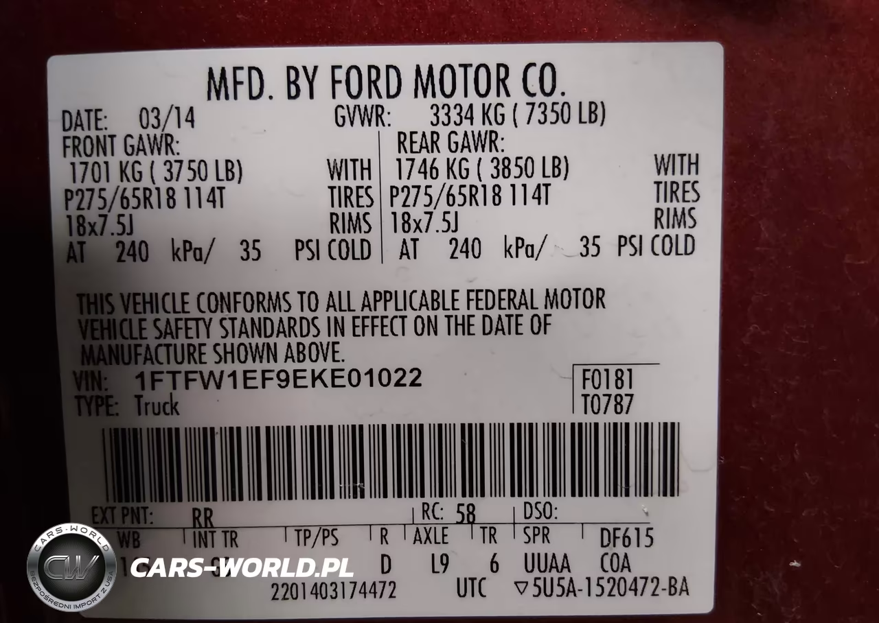 2014 Ford F-150 Xlt VIN:1FTFW1EF9EKE01022 - 9
