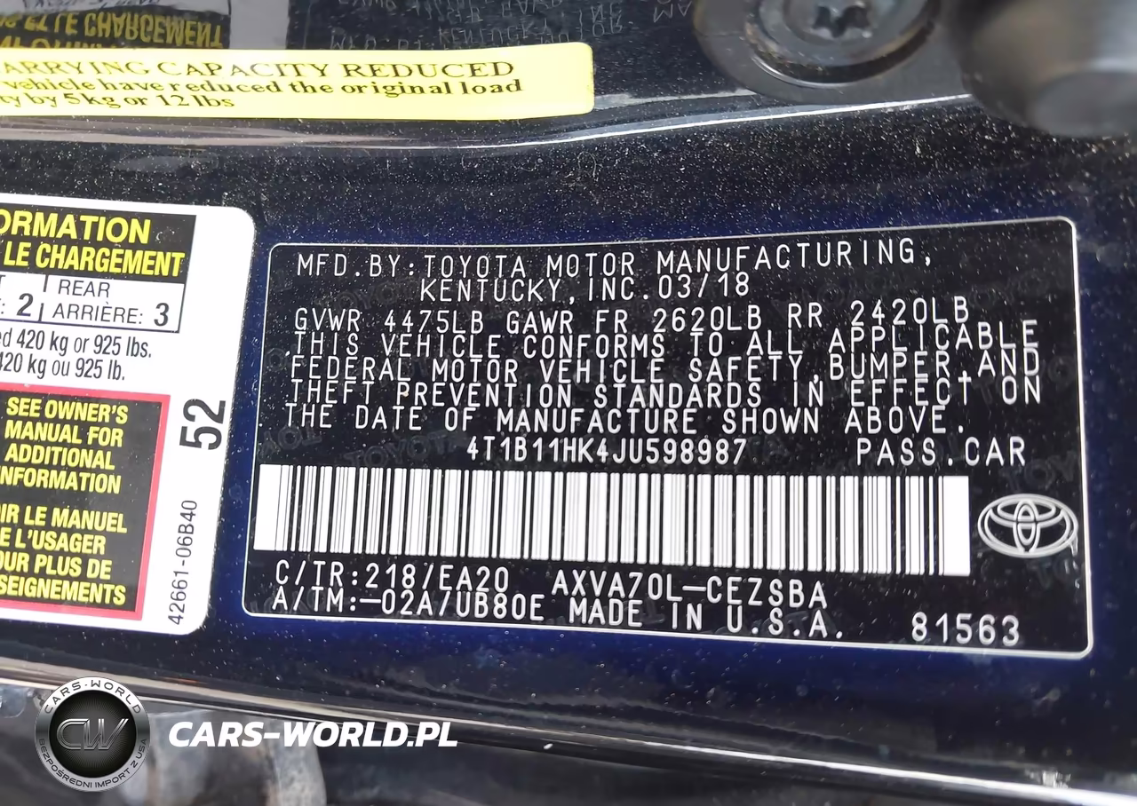 2018 Toyota Camry Se VIN:4T1B11HK4JU598987 - 9