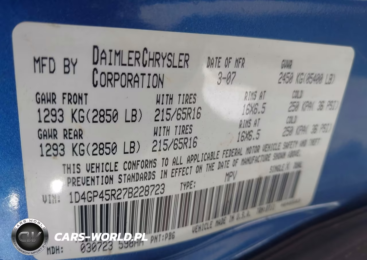 2007 Dodge Caravan Sxt VIN:1D4GP45R27B228723 - 9