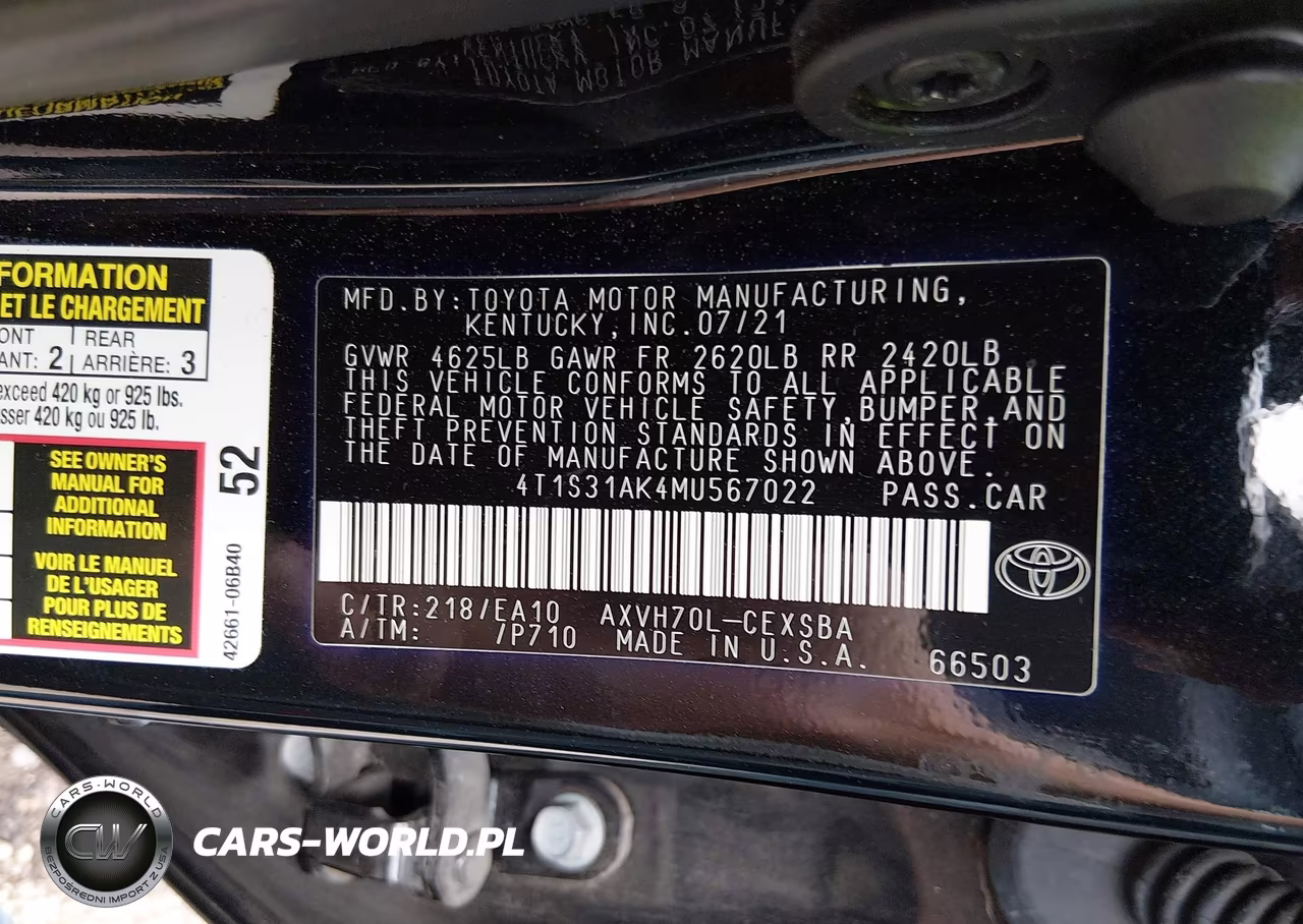 2021 Toyota Camry Se Hybrid VIN:4T1S31AK4MU567022 - 9