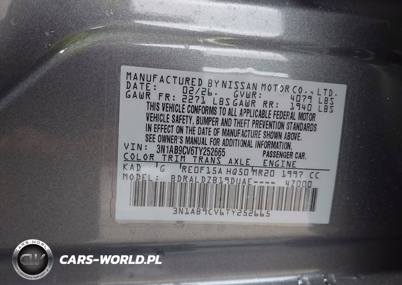 2026 Nissan Sentra Sv VIN:3N1AB9CV6TY252665 - 9