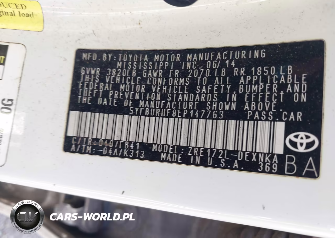 2014 Toyota Corolla Le VIN:5YFBURHE8EP147763 - 9