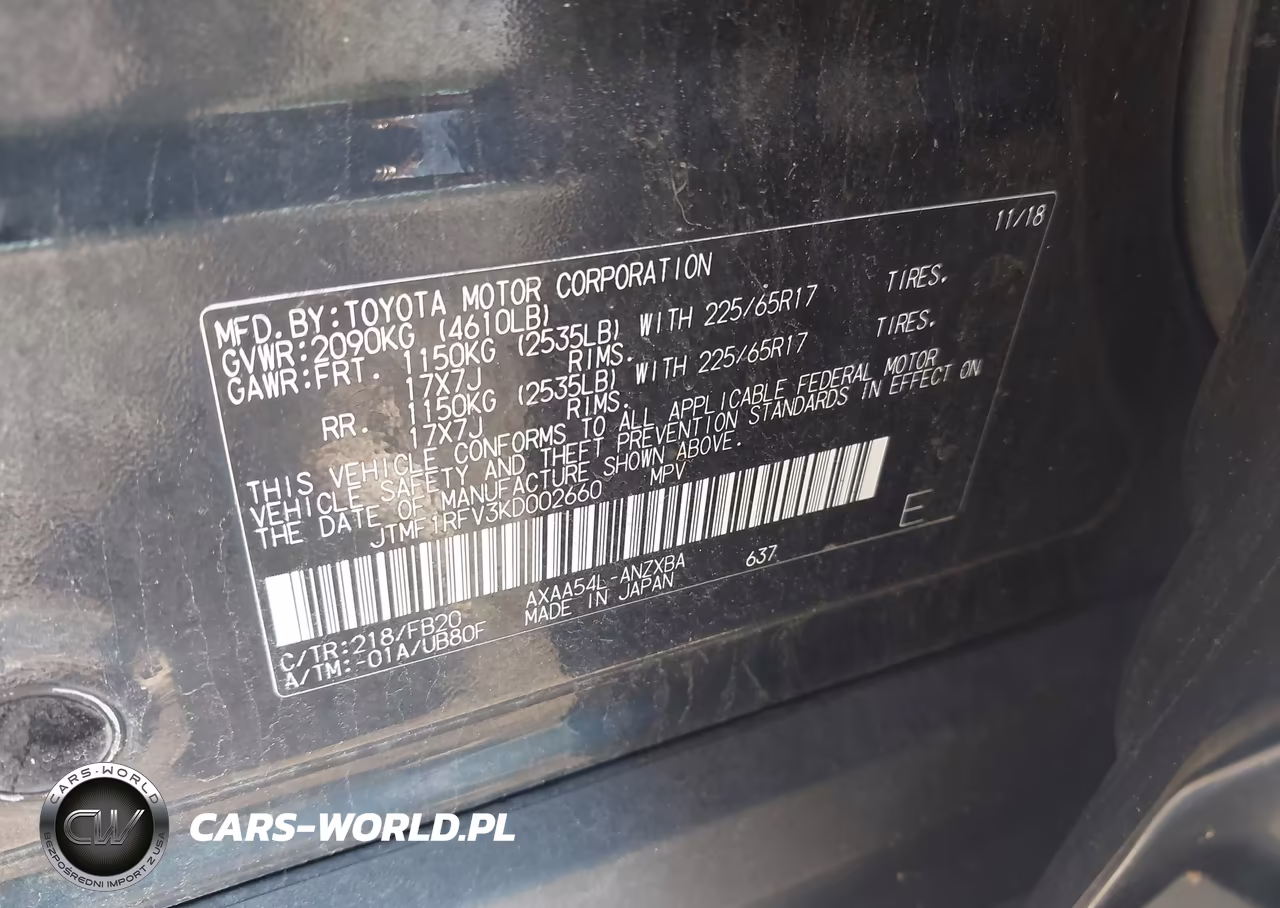 2019 Toyota Rav4 Le VIN:JTMF1RFV3KD002660 - 9