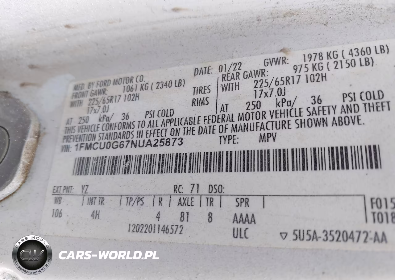 2022 FORD ESCAPE SE VIN:1FMCU0G67NUA25873 - 9