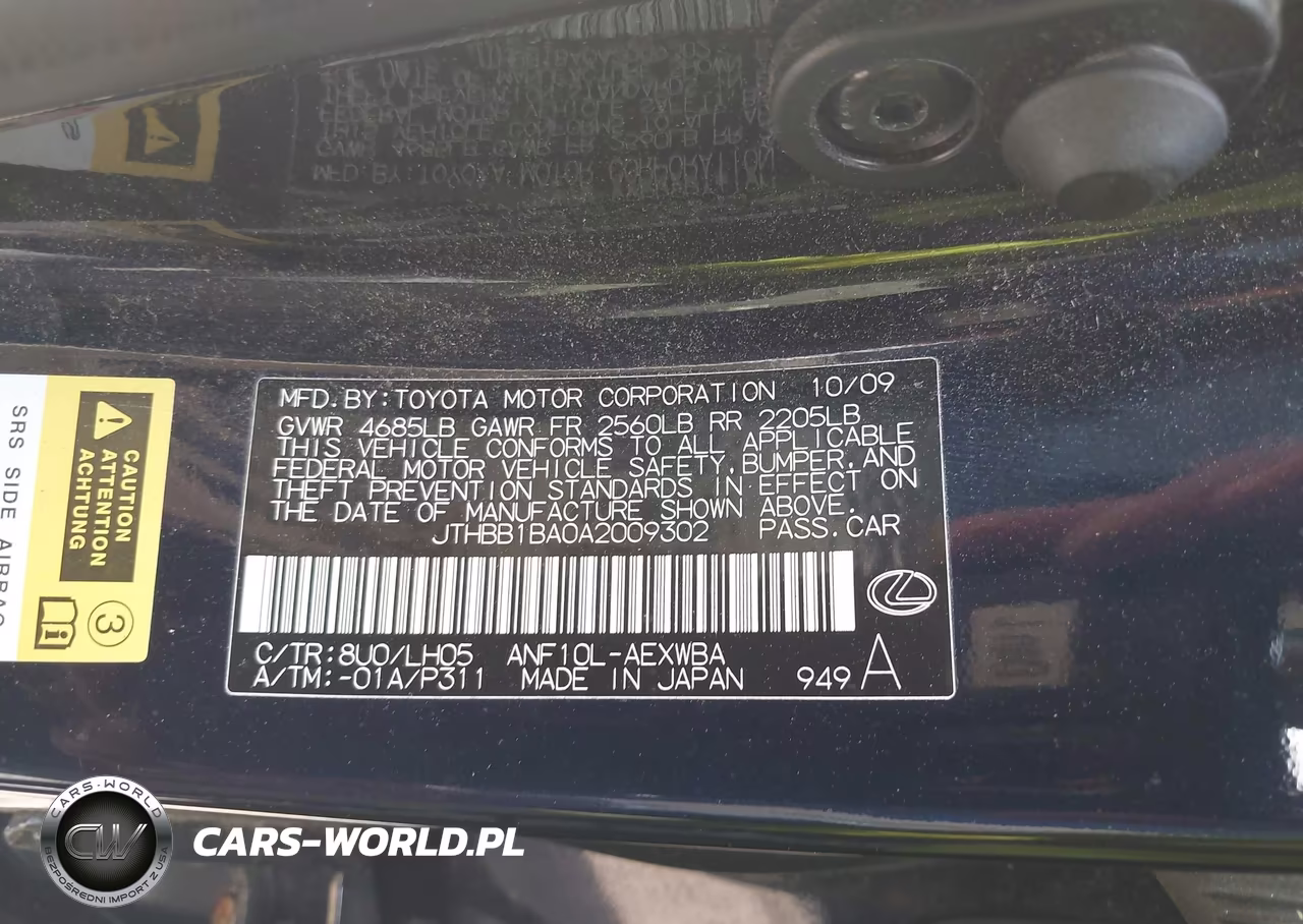 2010 Lexus Hs 250H Premium VIN:JTHBB1BA0A2009302 - 9