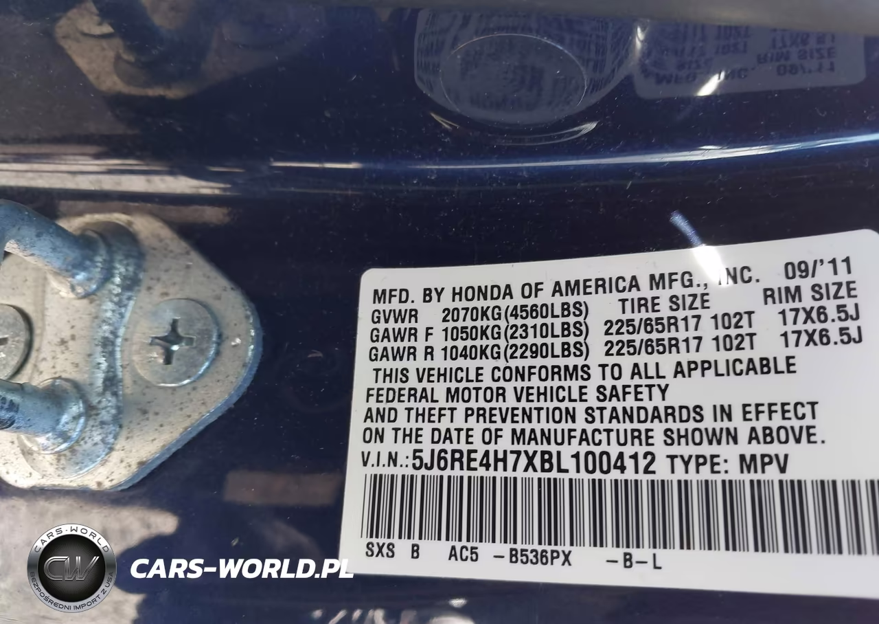 2011 Honda Cr-V Ex-L VIN:5J6RE4H7XBL100412 - 9