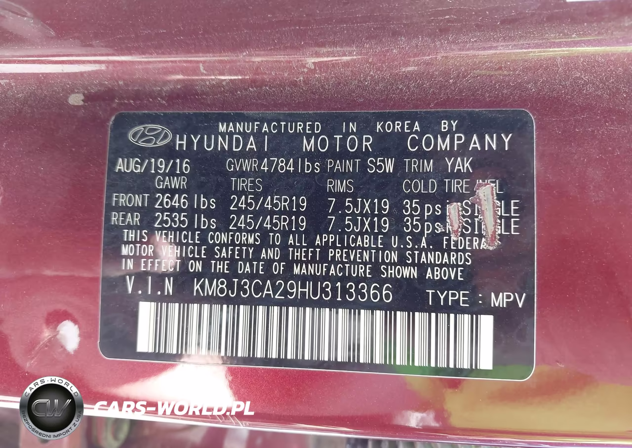 2017 Hyundai Tucson Sport VIN:KM8J3CA29HU313366 - 9