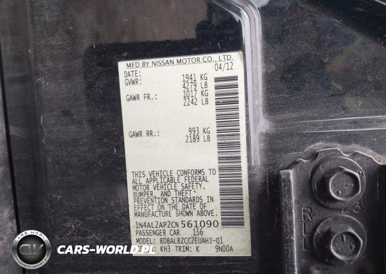 2012 Nissan Altima 2.5 S VIN:1N4AL2AP2CN561090 - 9
