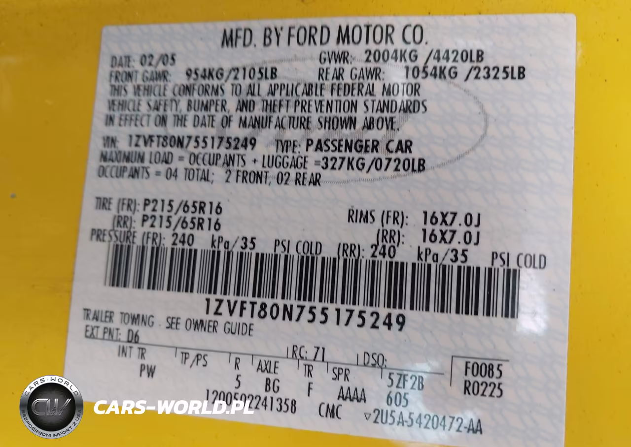 2005 Ford Mustang V6 Deluxe-V6 Premium VIN:1ZVFT80N755175249 - 9