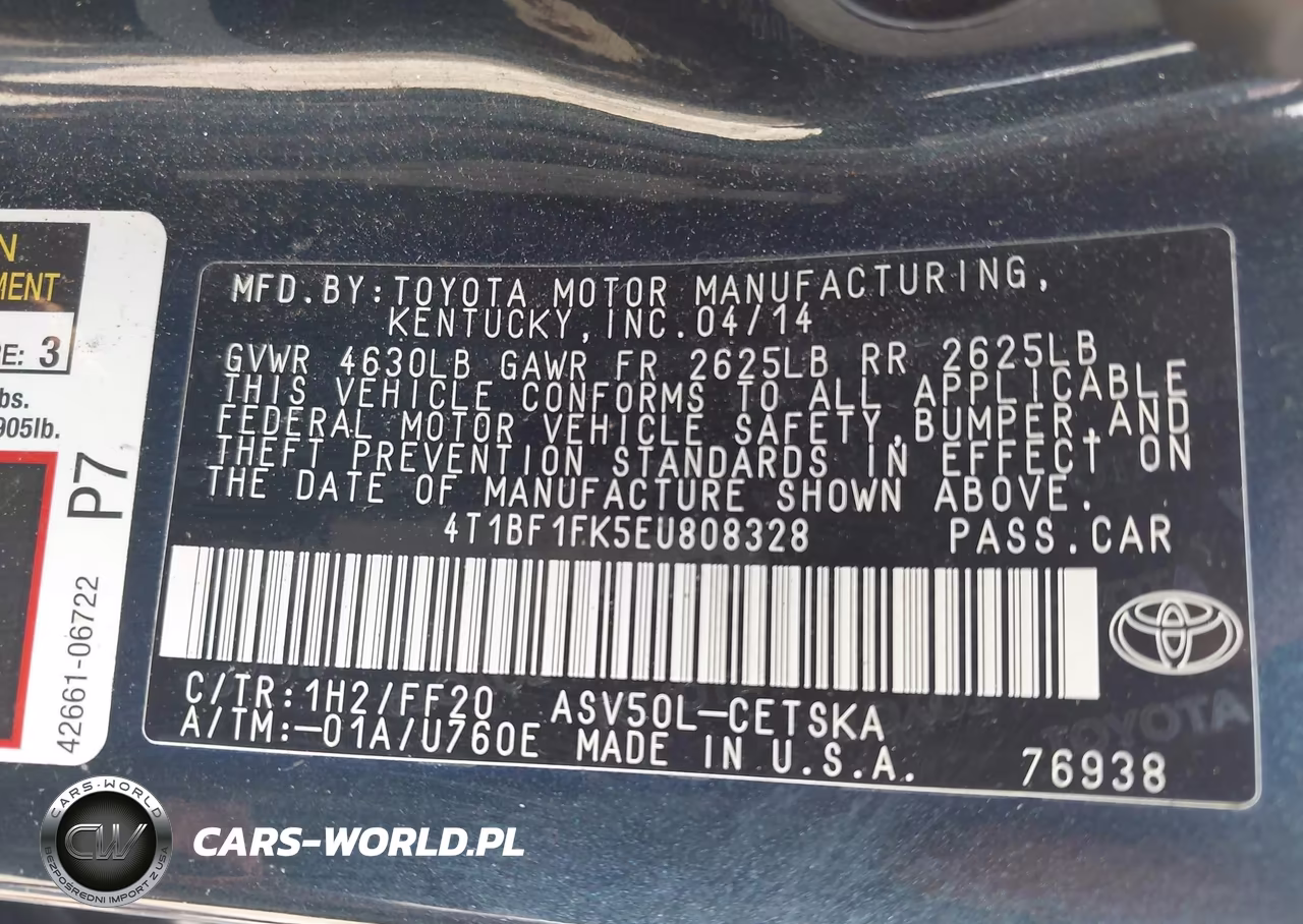 2014 Toyota Camry Se VIN:4T1BF1FK5EU808328 - 9