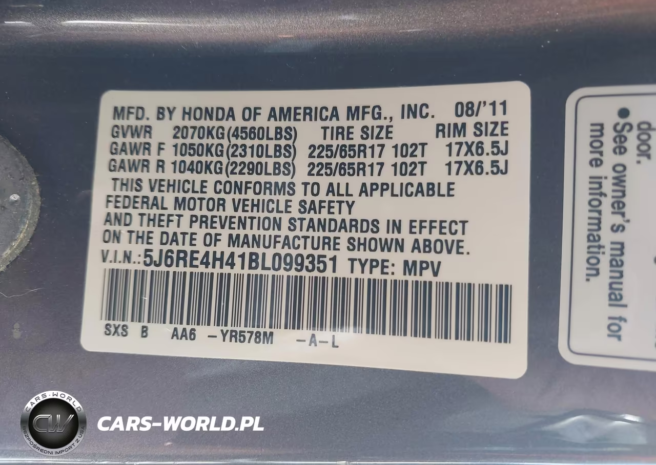 2011 Honda Cr-V Se VIN:5J6RE4H41BL099351 - 9