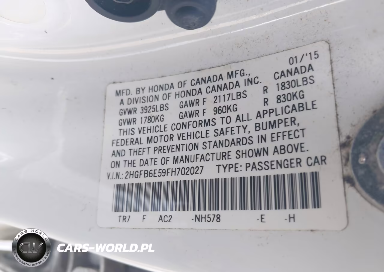 2015 Honda Civic Si VIN:2HGFB6E59FH702027 - 9