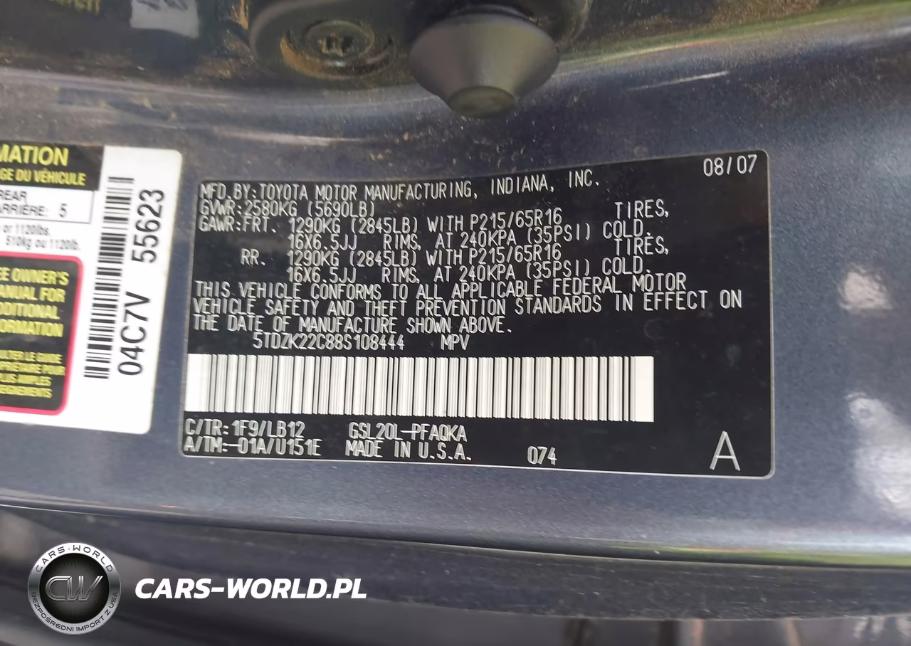 2008 Toyota Sienna Xle VIN:5TDZK22C88S108444 - 9
