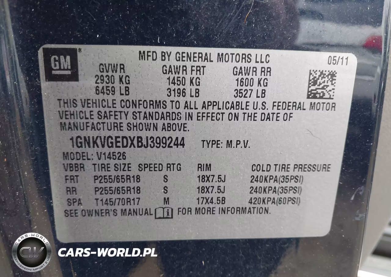 2011 Chevrolet Traverse 1Lt VIN:1GNKVGEDXBJ399244 - 9