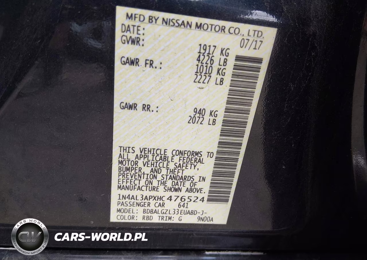 2017 Nissan Altima 2.5 S VIN:1N4AL3APXHC476524 - 9