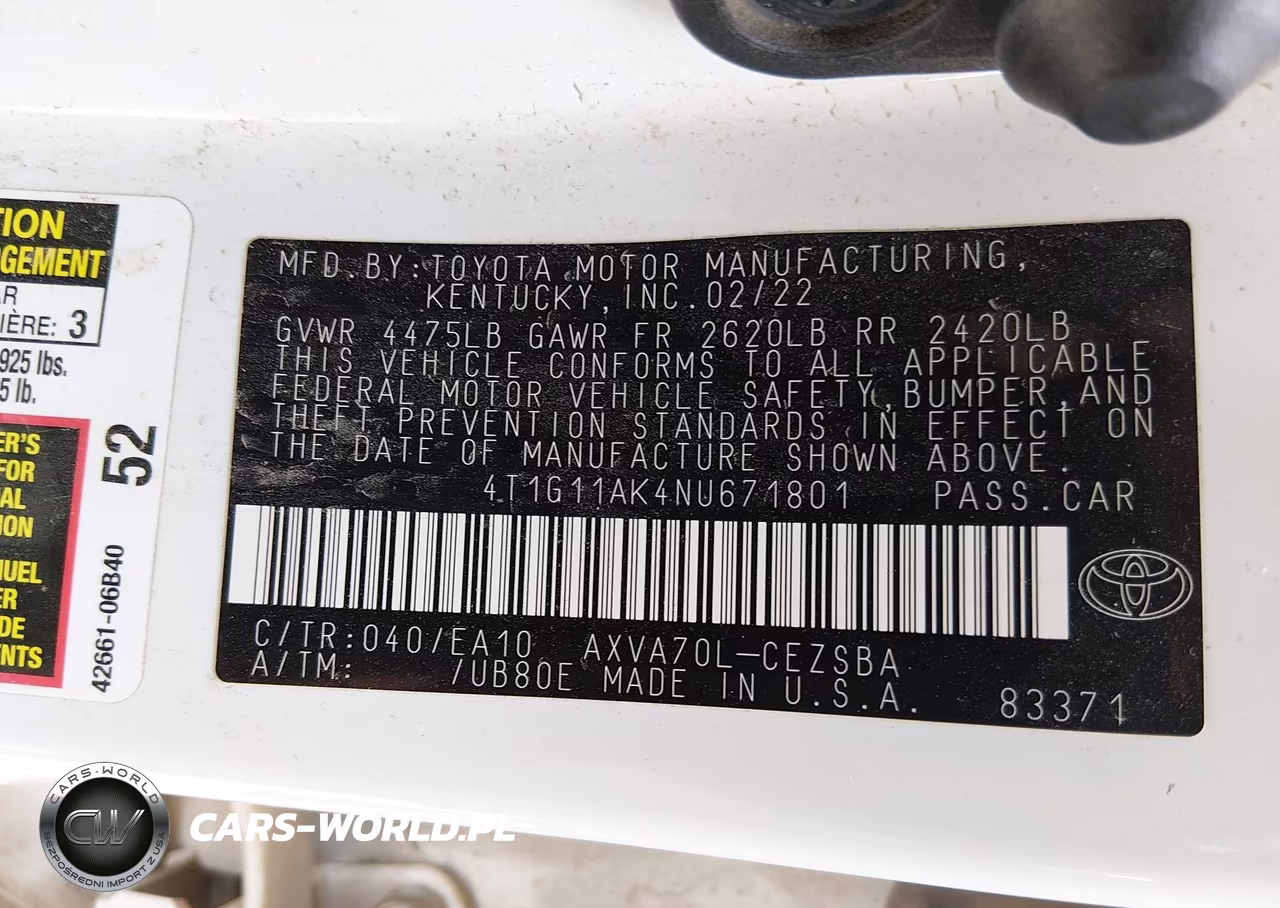 2022 Toyota Camry Se VIN:4T1G11AK4NU671801 - 9