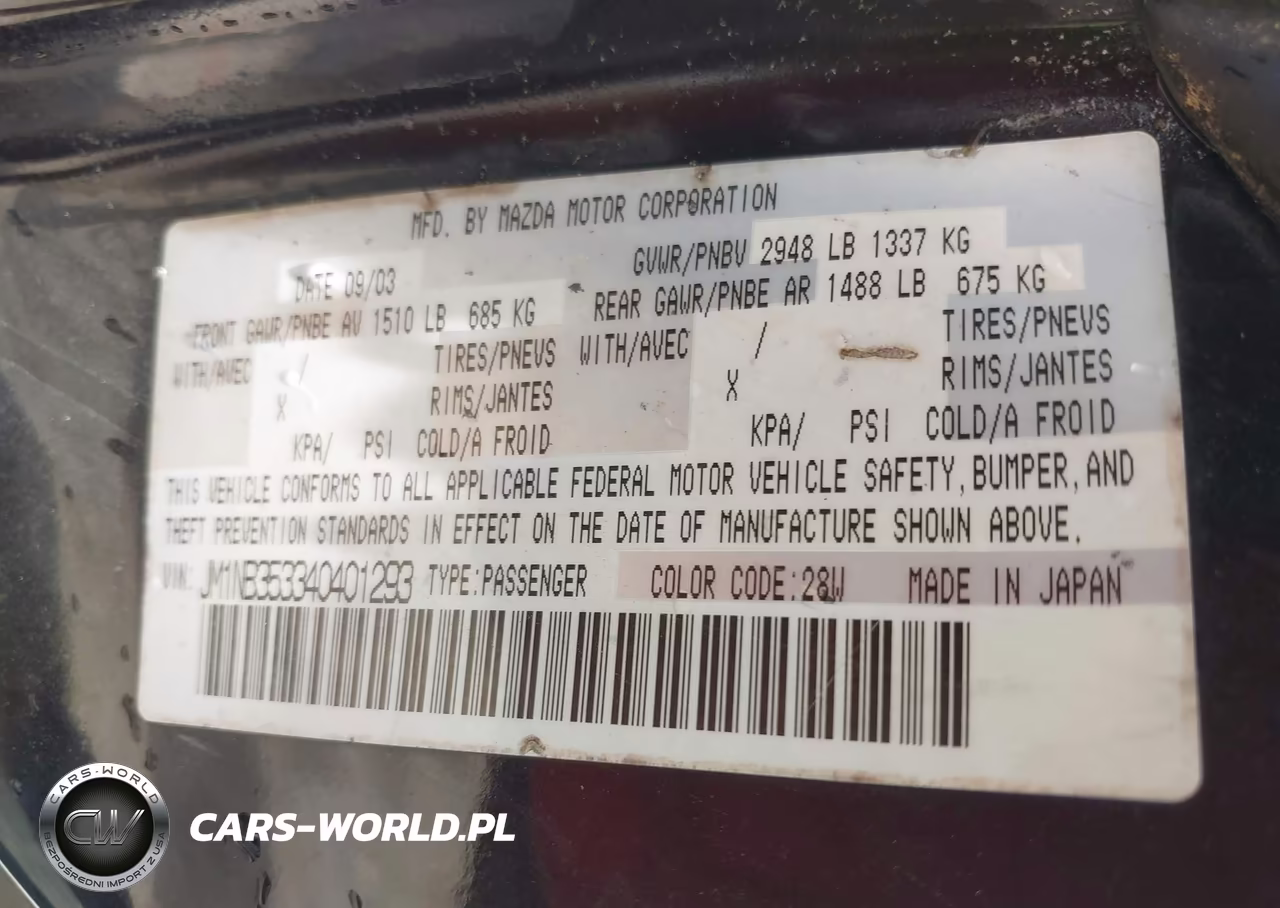 2004 Mazda Mx-5 Miata Cloth VIN:JM1NB353340401293 - 9