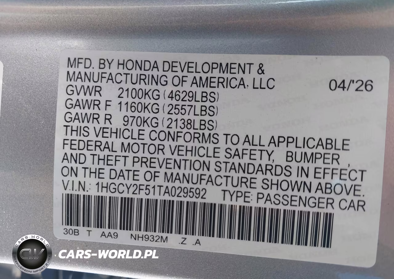 2026 Honda Accord Hybrid Sport VIN:1HGCY2F51TA029592 - 9