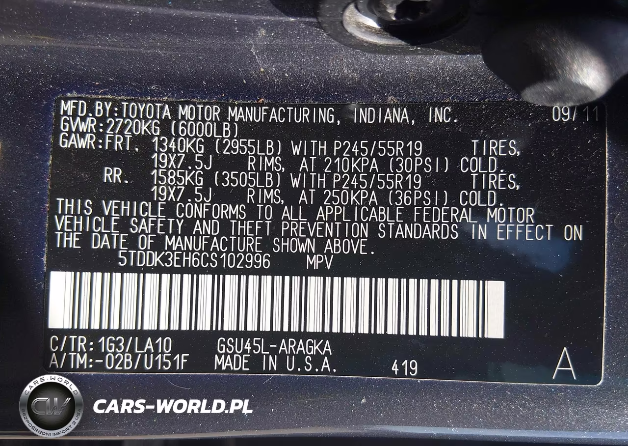 2012 Toyota Highlander Limited V6 VIN:5TDDK3EH6CS102996 - 9