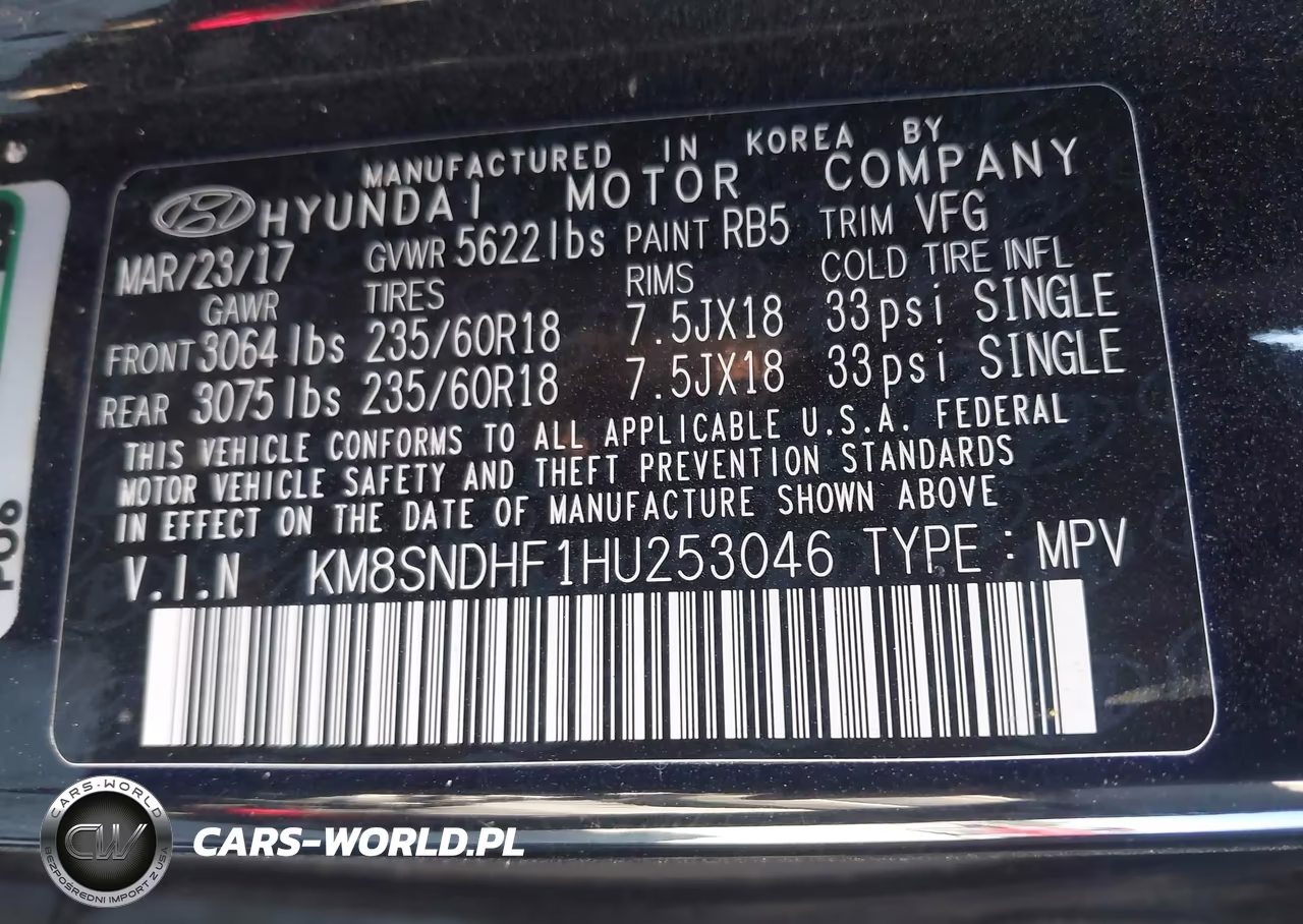 2017 Hyundai Santa Fe Se VIN:KM8SNDHF1HU253046 - 9