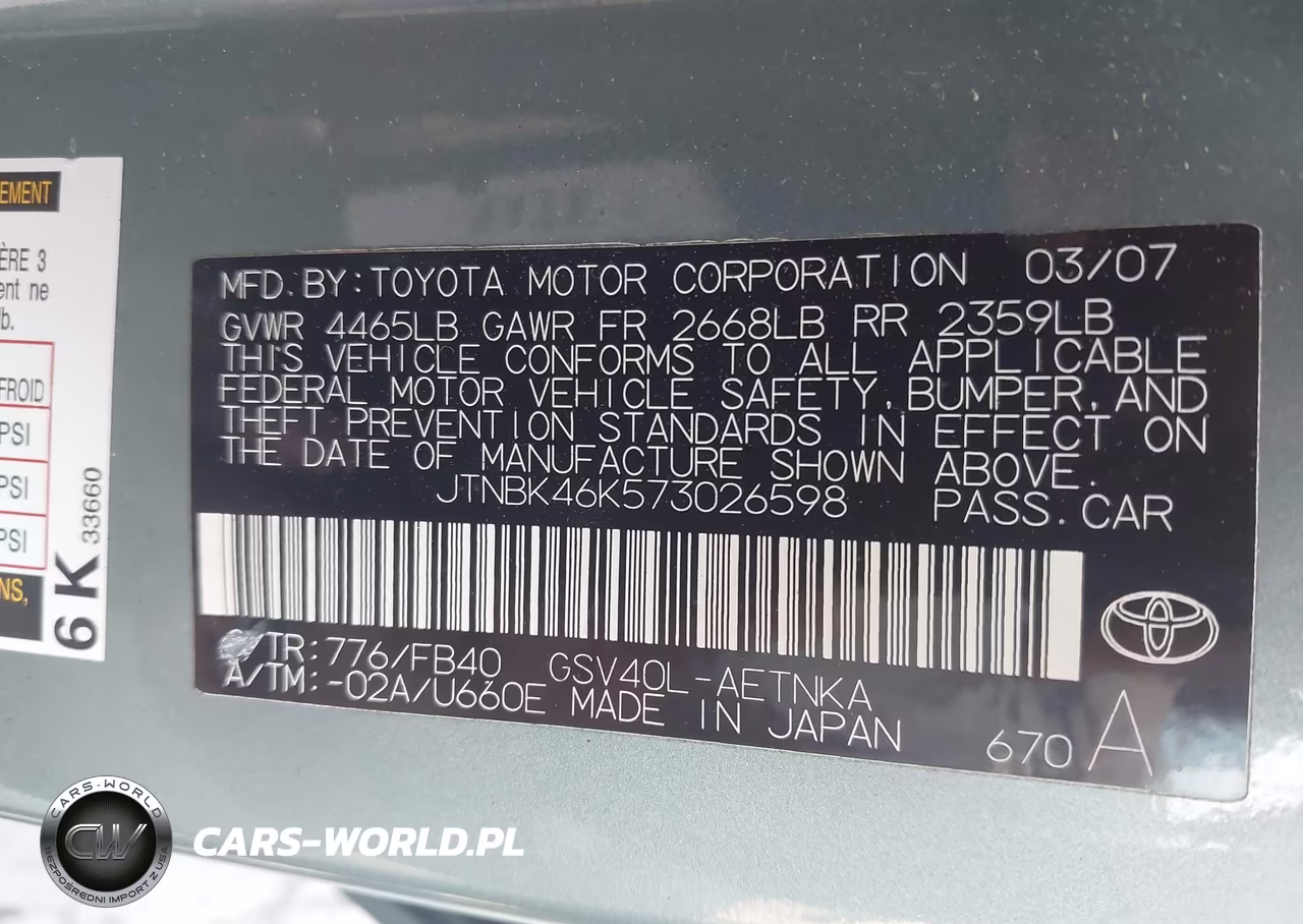 2007 Toyota Camry Le V6 VIN:JTNBK46K573026598 - 9
