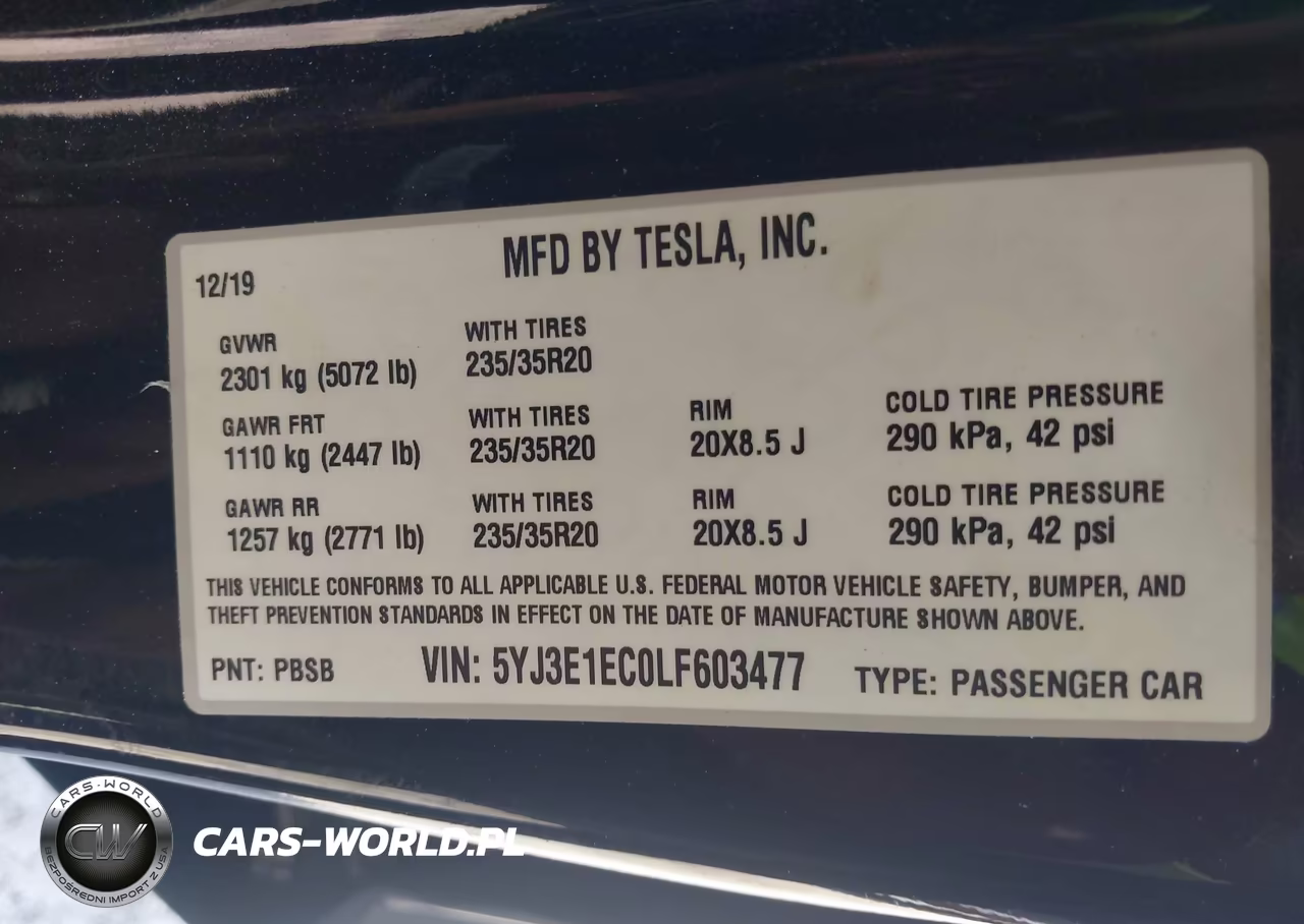 2020 Tesla Model 3 Performance Dual Motor All-Wheel Drive VIN:5YJ3E1EC0LF603477 - 9