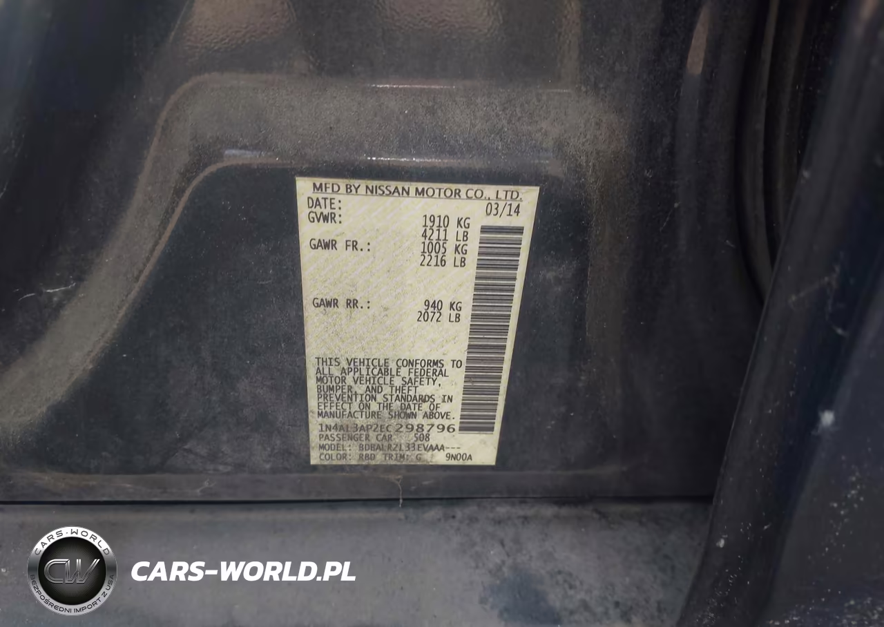 2014 Nissan Altima 2.5-2.5 S-2.5 Sl-2.5 Sv VIN:1N4AL3AP2EC298796 - 9
