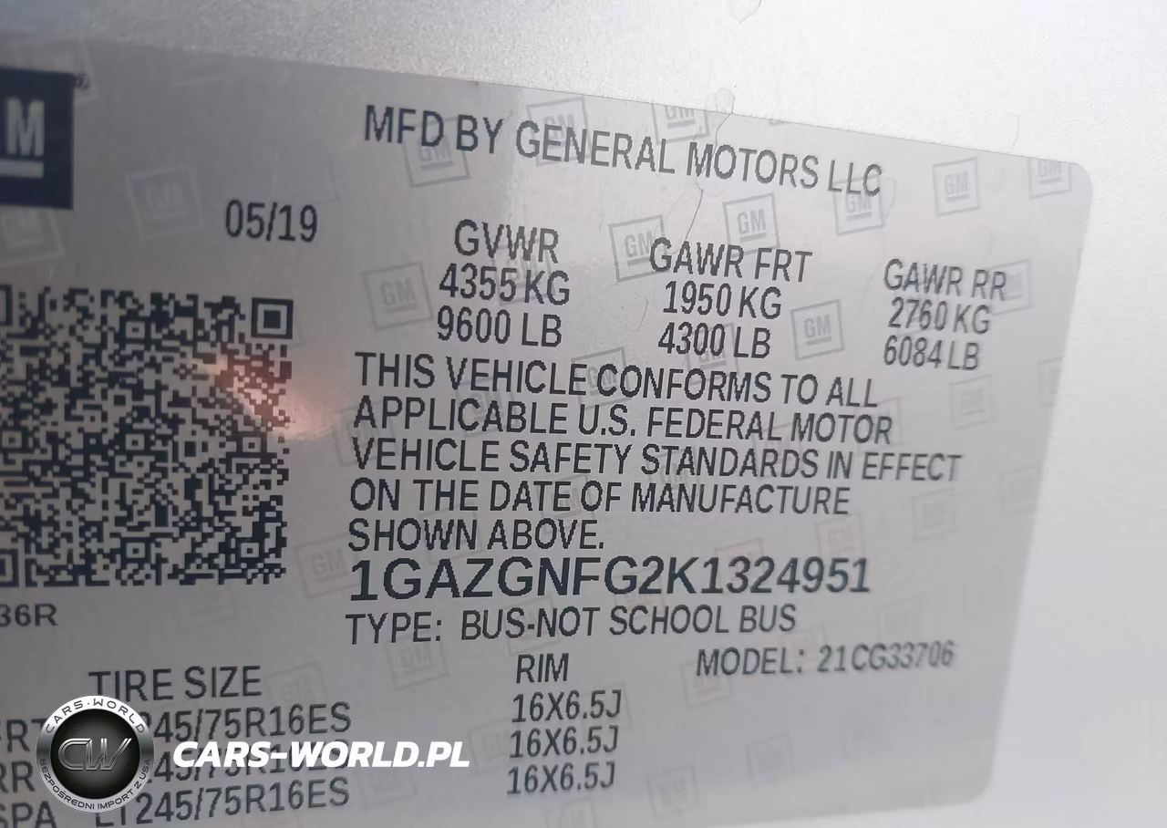 2019 Chevrolet Express 3500 Ls VIN:1GAZGNFG2K1324951 - 9