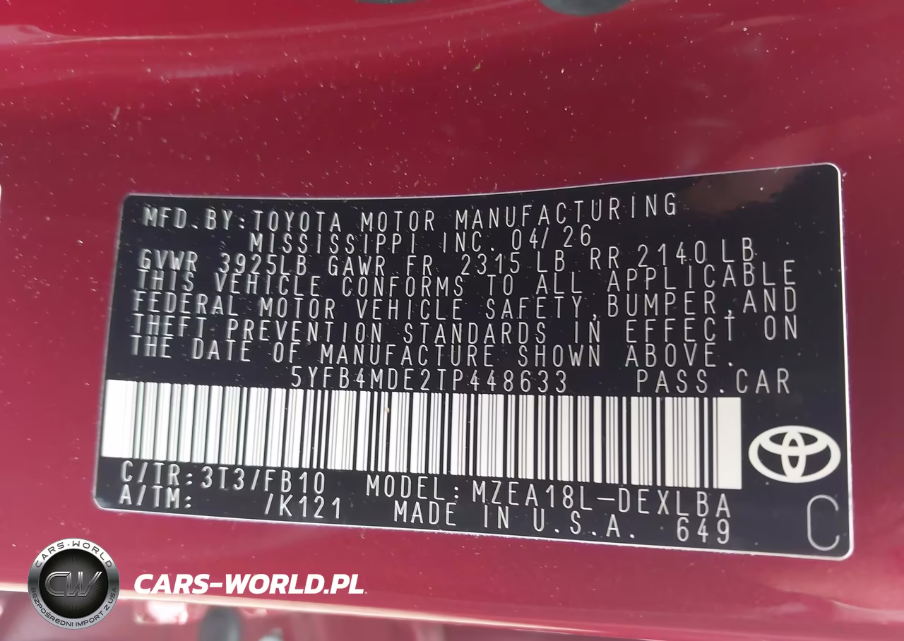 2026 Toyota Corolla Le VIN:5YFB4MDE2TP448633 - 9