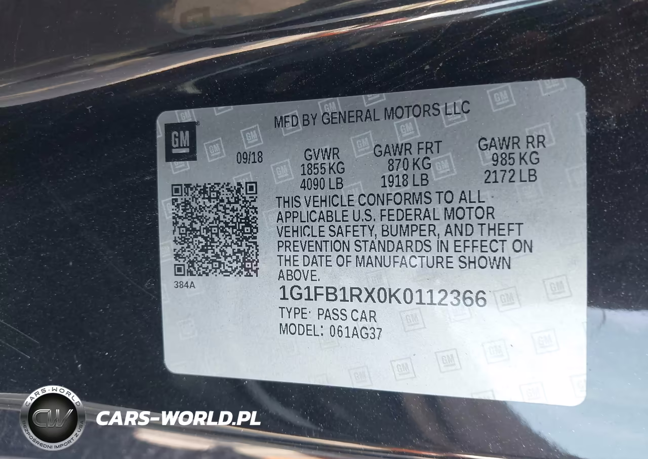 2019 Chevrolet Camaro 1Lt VIN:1G1FB1RX0K0112366 - 9