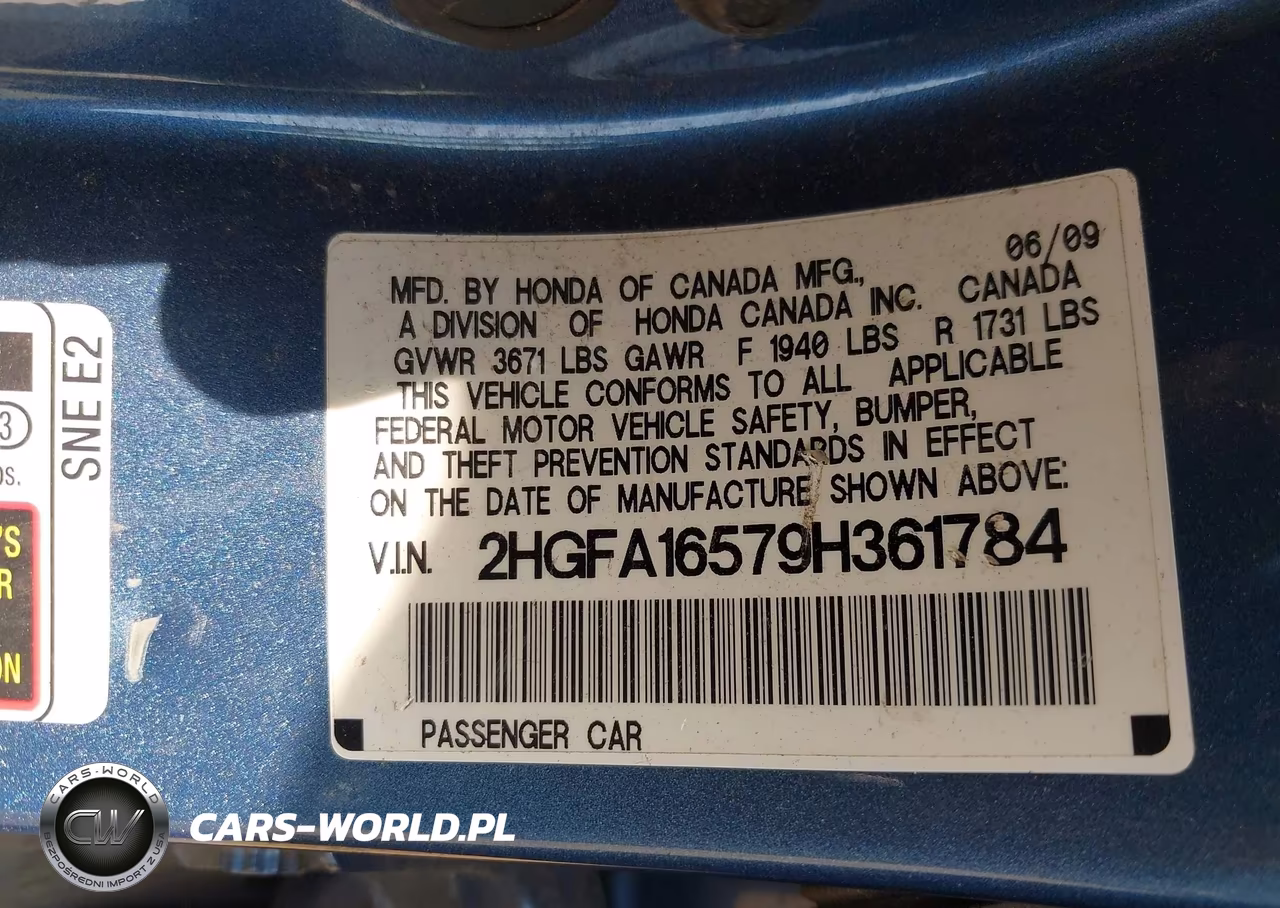 2009 Honda Civic Lx VIN:2HGFA16579H361784 - 9